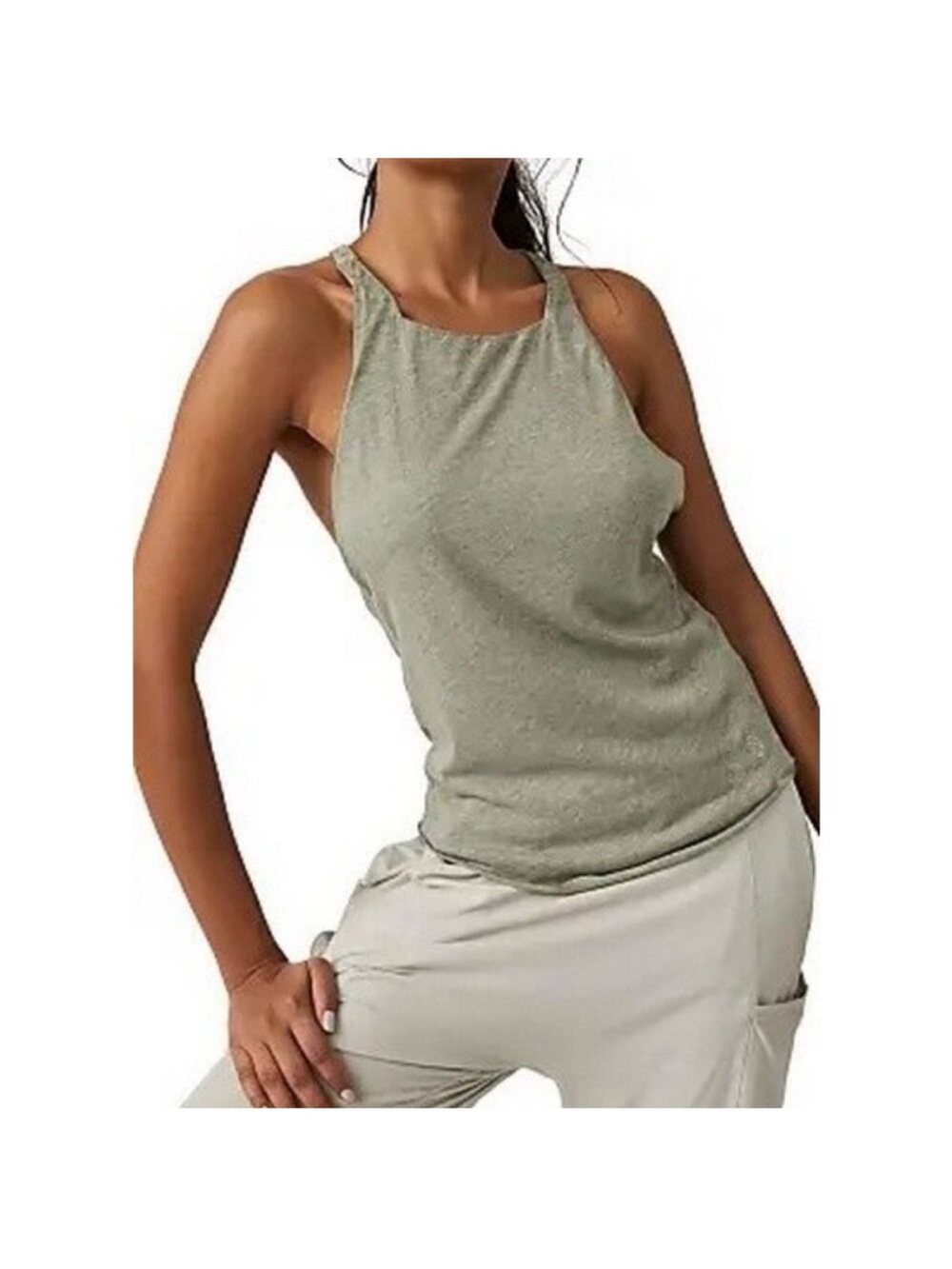 Free People Movement Inspire Tank Top Tee in Olive Green nwot